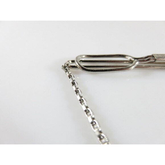 Vintage Swank Sterling Silver Tie Bar Clamp With Dangling Plaque for a Monogram - Picture 9 of 12